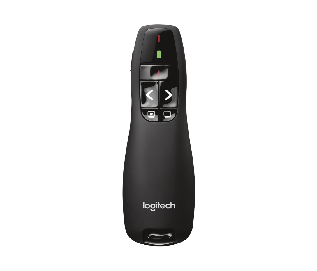 Logitech R400 Wireless Presenter Black, 910-001356 – Easy Slide Control with Red Laser Pointer for Presentations